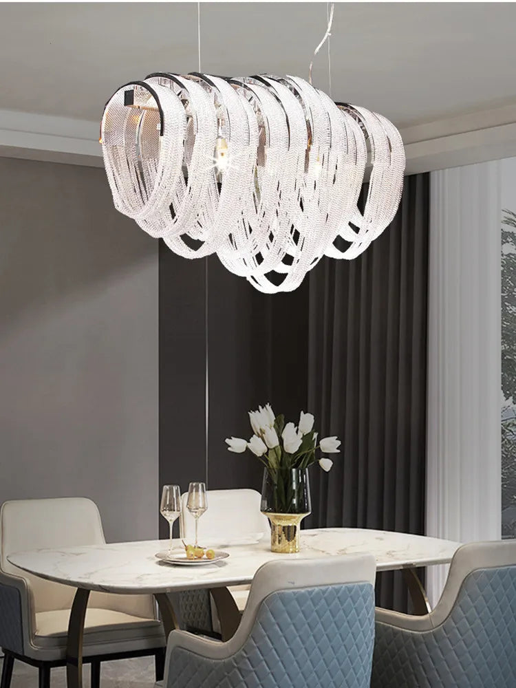 Afralia™ Tassel Crystal LED Chandelier: Modern Nordic Round Pendant Lamp for Home Decoration