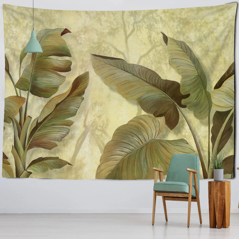 Afralia™ Banana Leaf Tapestry Wall Hanging Psychedelic Hippie Tapiz Boho Room Decor