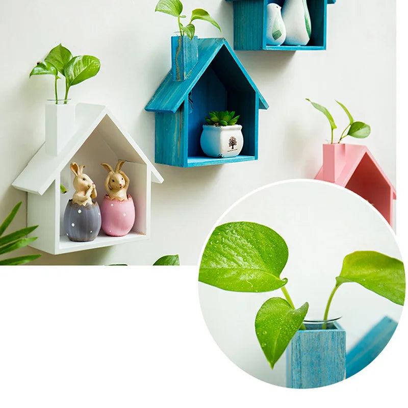 Afralia™ Retro Colored House Shelf Wall Decor for Children's Bedroom