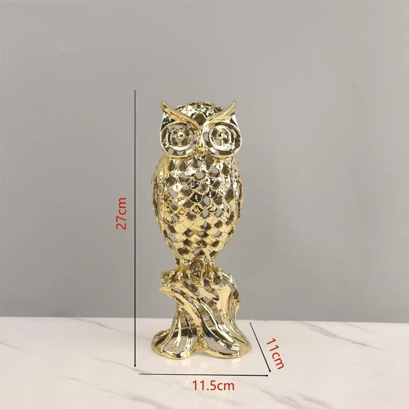 Afralia™ Golden Openwork Animal Sculpture Set for Home Decoration