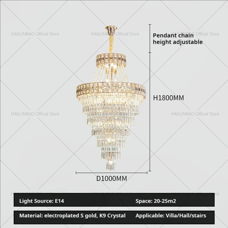Afralia™ Duplex Villa Crystal Chandelier: Modern Luxury Staircase Lamp for Elegant Living Rooms