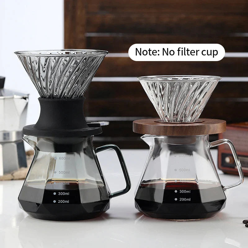 Afralia™ Glass Coffee Kettle Octagonal Pot for Tea/Coffee, 400/600ml Reusable Coffeeware