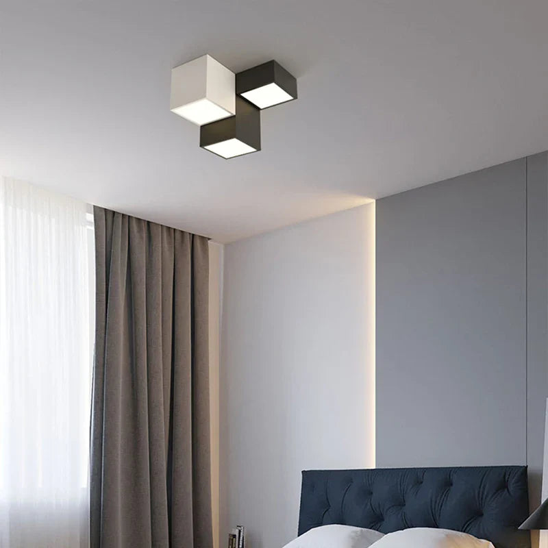 Afralia™ Geometric LED Ceiling Light for Modern Bedroom, Study Room - Black/White Luxe Design