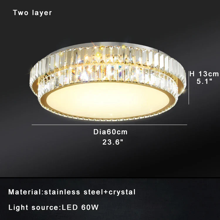 Afralia™ Luxury Crystal Ceiling Light, Modern LED Gold/Silver, Dimmable, Round/Square Design
