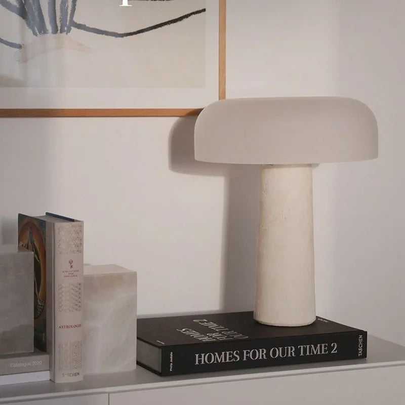 Afralia™ Cream Marble Table Lamp: Modern LED Bedroom Lighting Fixture