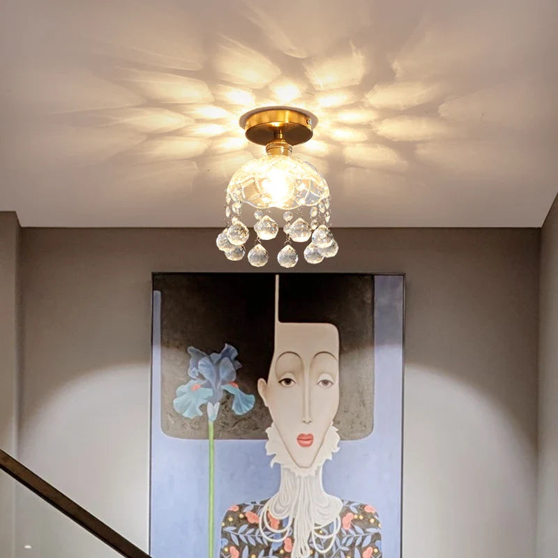 Afralia™ Crystal Glass LED Ceiling Lamp Modern Luxury Interior Lighting Fixture