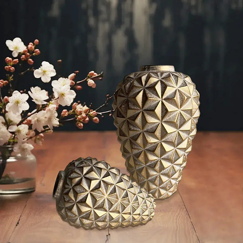 Afralia™ Geometric Diamond Ceramic Vase: Stylish Flower Arrangement Décor Jar