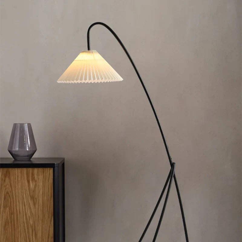 Afralia™ Scandinavian Retro Pleated Lampshade Floor Lamp for Living Room and Study Room