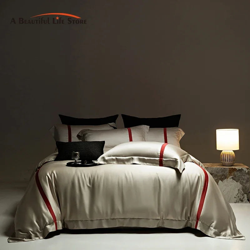 Afralia™ Luxury Eucalyptus Lyocell Bedding Set: Duvet Cover, Bed Sheet, Pillowcases