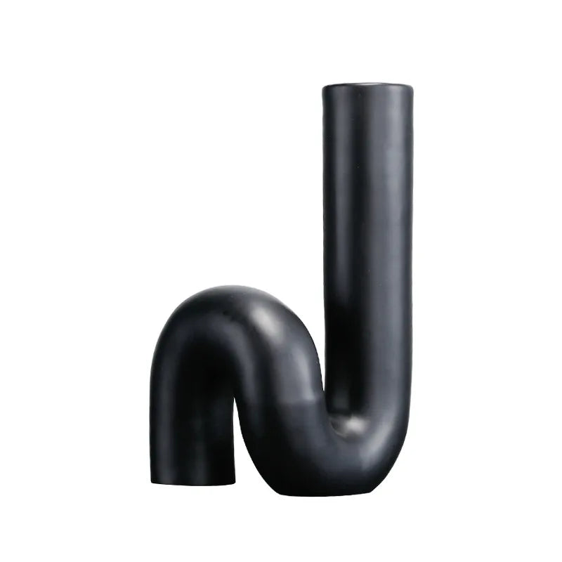 Afralia™ Black Pipe Geometric Resin Twist Knot Figurine - Home Decor Accessory