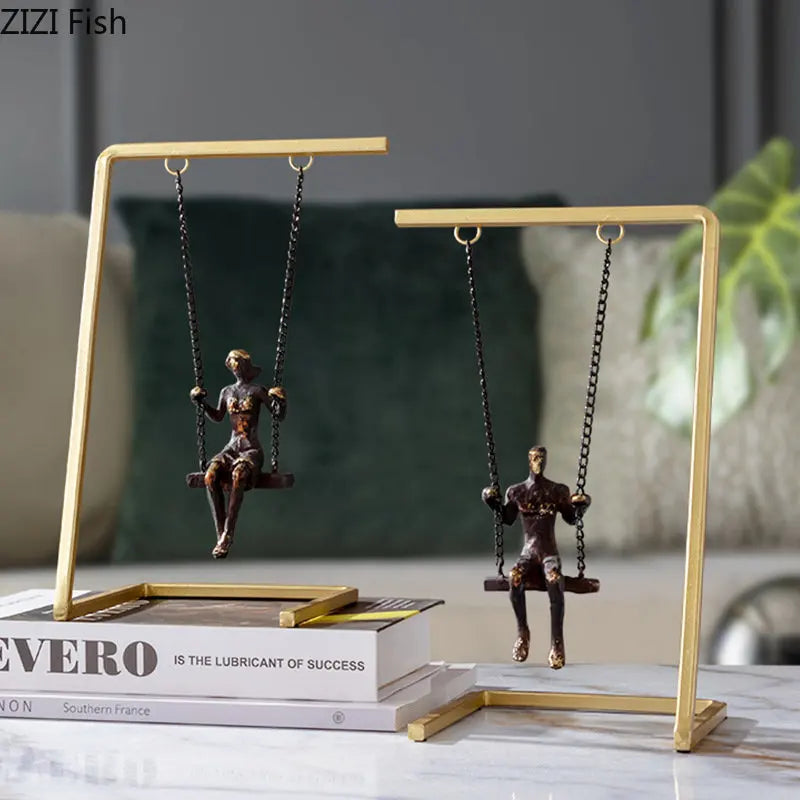 Afralia™ Swing Figures Resin Sculpture Modern Home Decor