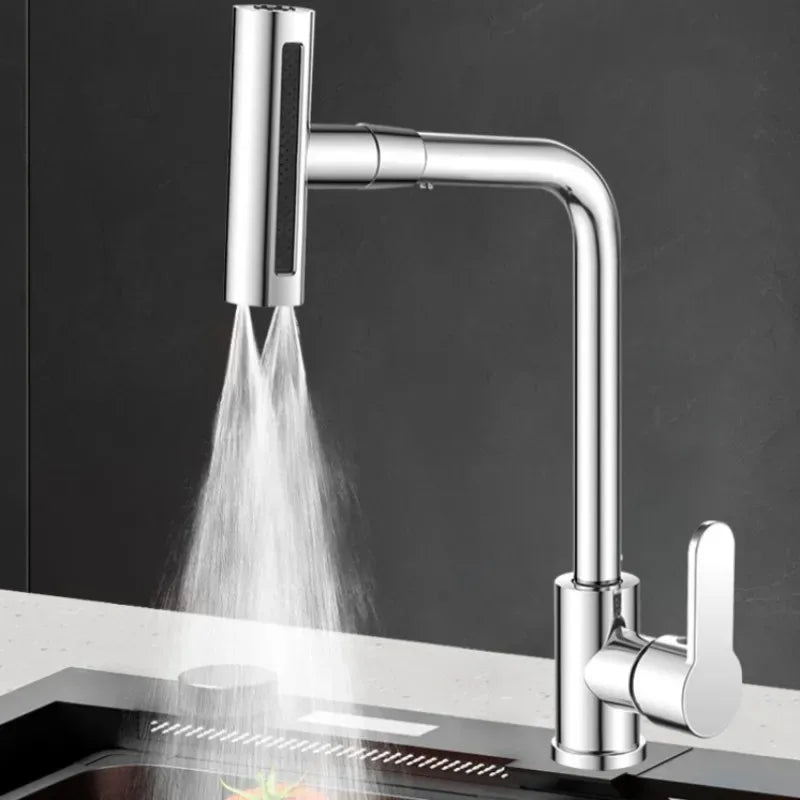 Afralia™ Stainless Steel Waterfall Kitchen Faucet with Stream Sprayer - Deck Mounted Sink Mixer