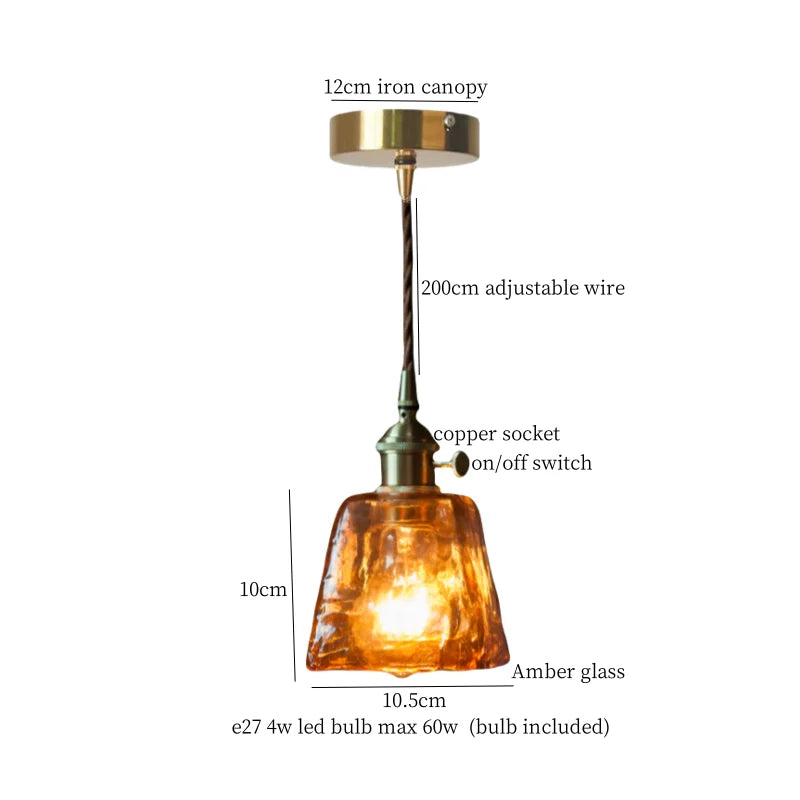 Afralia™ Cracked Glass LED Pendant Light for Cafe Bar Kitchen Living Room