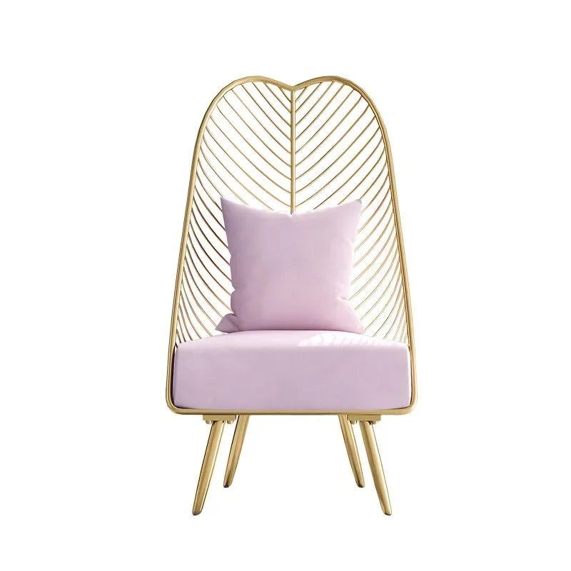 Afralia™ Nordic Pink & Coffee Gold Wire Chair: Modern Living Room Comfort with Style