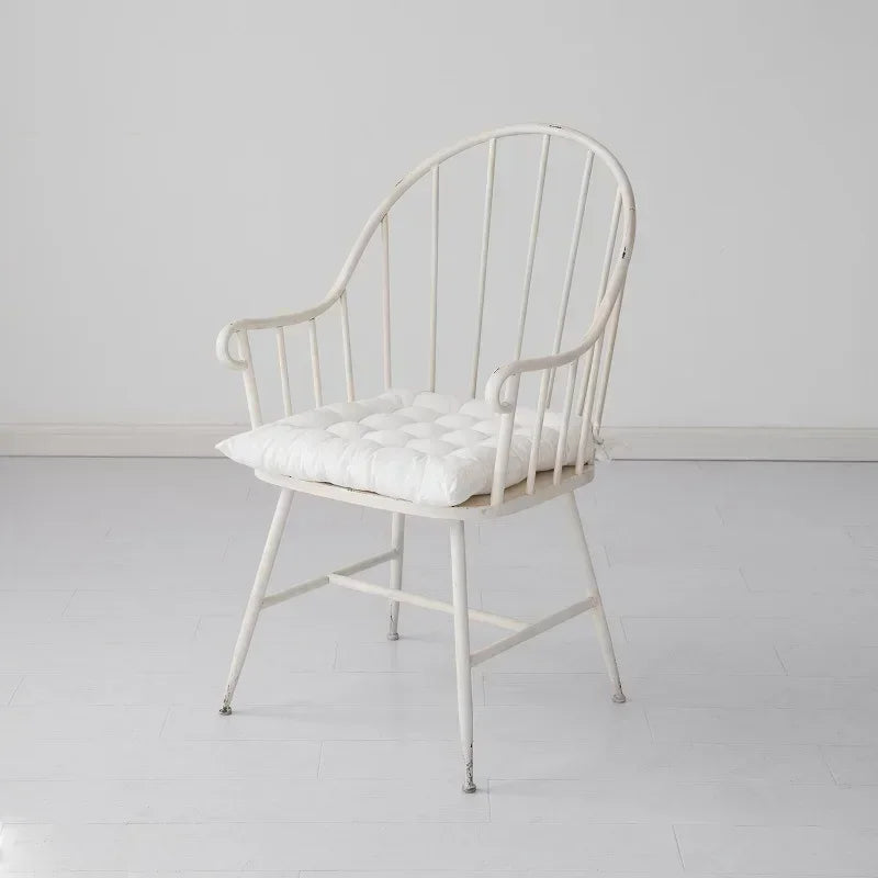 Afralia™ Nordic White Iron Dining Chair: Compact & Sturdy Design for Small Spaces.