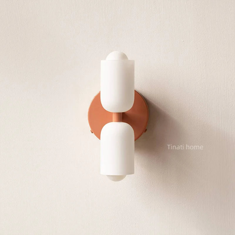 Afralia™ French Cream Double Headed Glass Wall Lamp for Bedroom and Living Room
