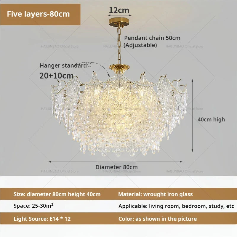 Afralia™ Luxury Cream Wind Crystal Chandelier: High-End Living Room, Dining Room, Bedroom Light