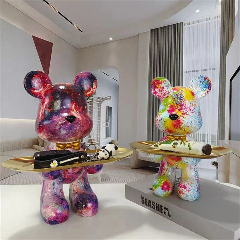 Afralia™ Graffiti Bear Figurine: Modern Table Decor & Key Storage Sculpture