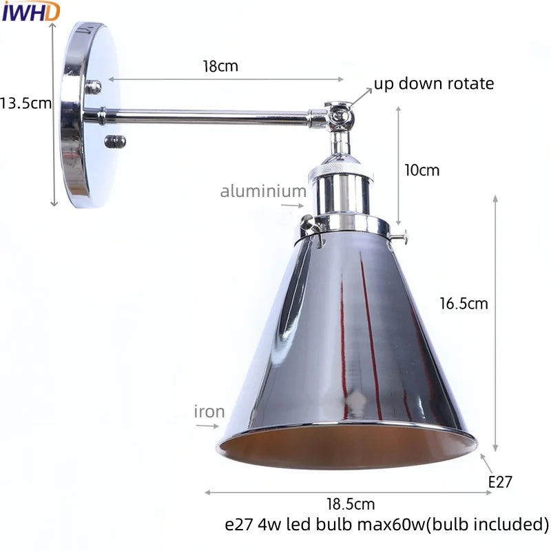 Afralia™ Iron LED Wall Lamp Vintage Style Industrial Luminaire for Stair, Dining Room, Bedroom