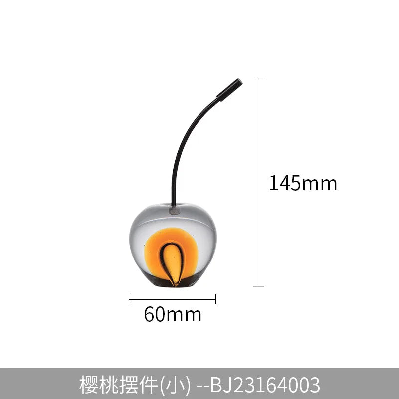 Afralia™ Crystal Cherry Sculpture - Clear Cherry Decorative Figurine