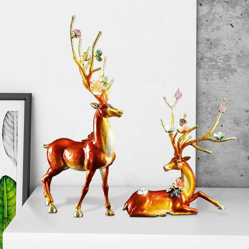 Afralia™ Deer Peace Porch Decoration Set for Luxe Living Room TV Cabinet