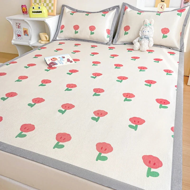 Afralia™ Luxury Ice Silk Cooling Mat & Pillowcase Set for Queen Bed