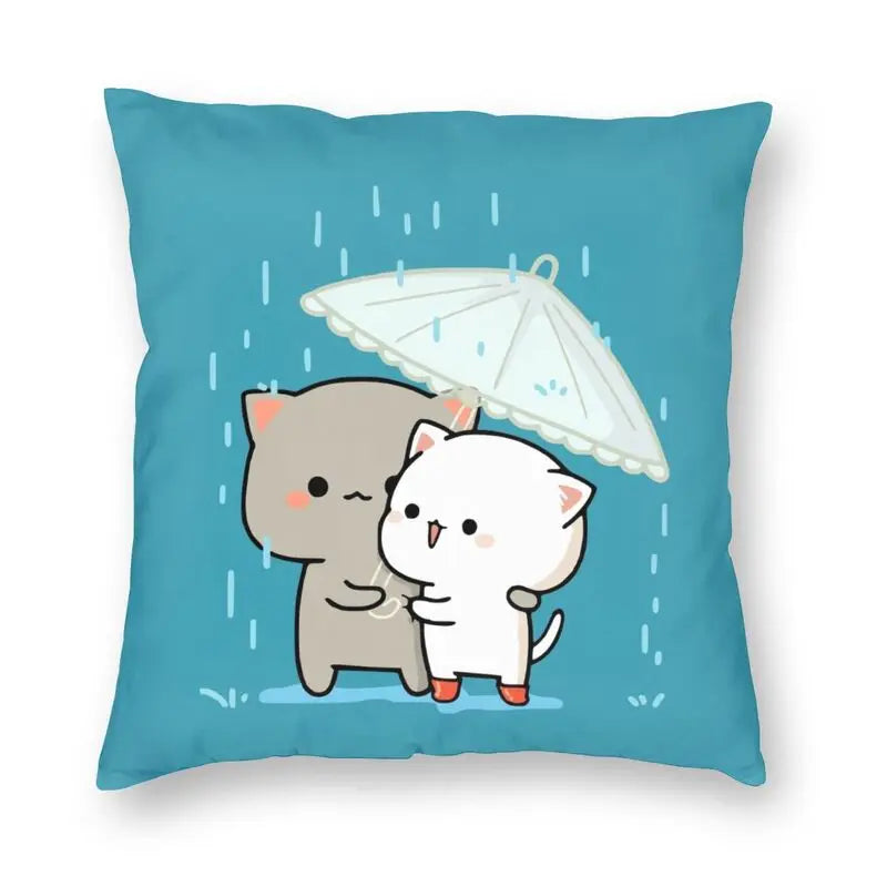 Peach Cat Decorative Pillow Case by Afralia™ - Soft Cushion Cover for Home Sofa