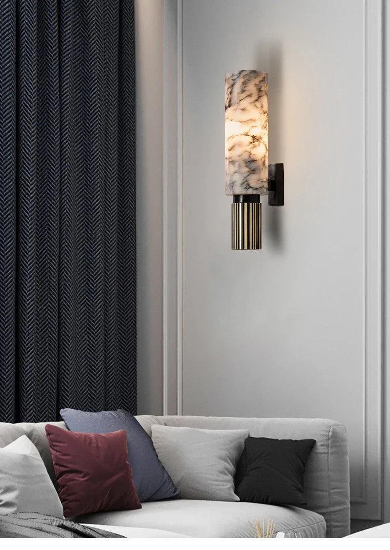 Afralia™ Copper Alabaster Wall Lamp: Post-Modern High-End Bedroom Lighting