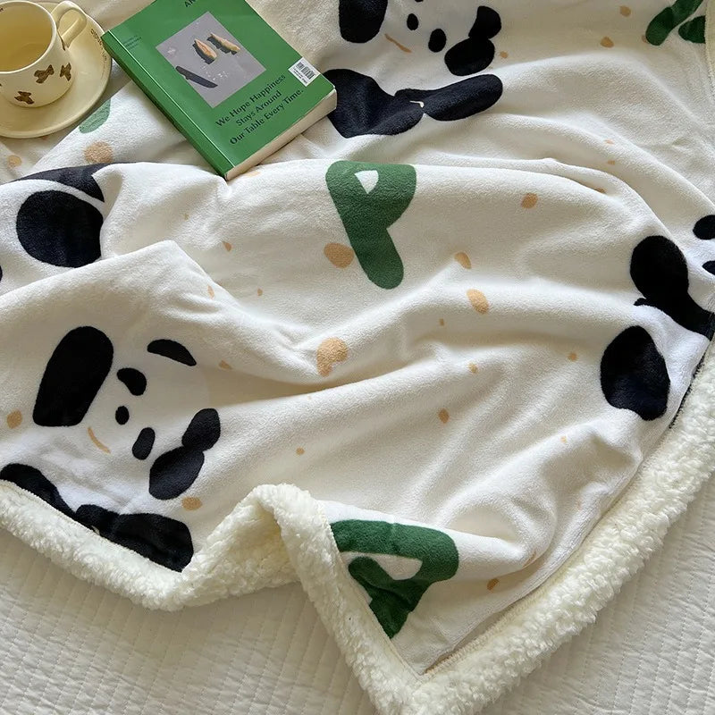 Afralia™ Cartoon Lamb Wool Blanket: Double-Layered, Thick & Warm for Children & Adults
