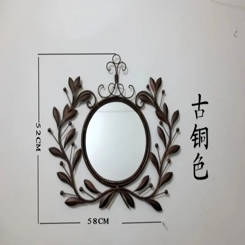 Afralia™ Wrought Iron Retro Light Luxury Wall-Mounted Mirror for Bathroom & Makeup