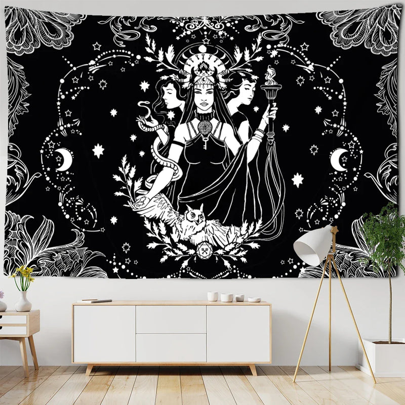 Afralia™ Tarot Divination Tapestry Wall Hanging for Witchcraft Dark Mystery Home Decor