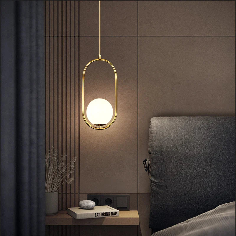 Nordic Glass Ball Pendant Light for Living Dining Bedroom by Afralia™