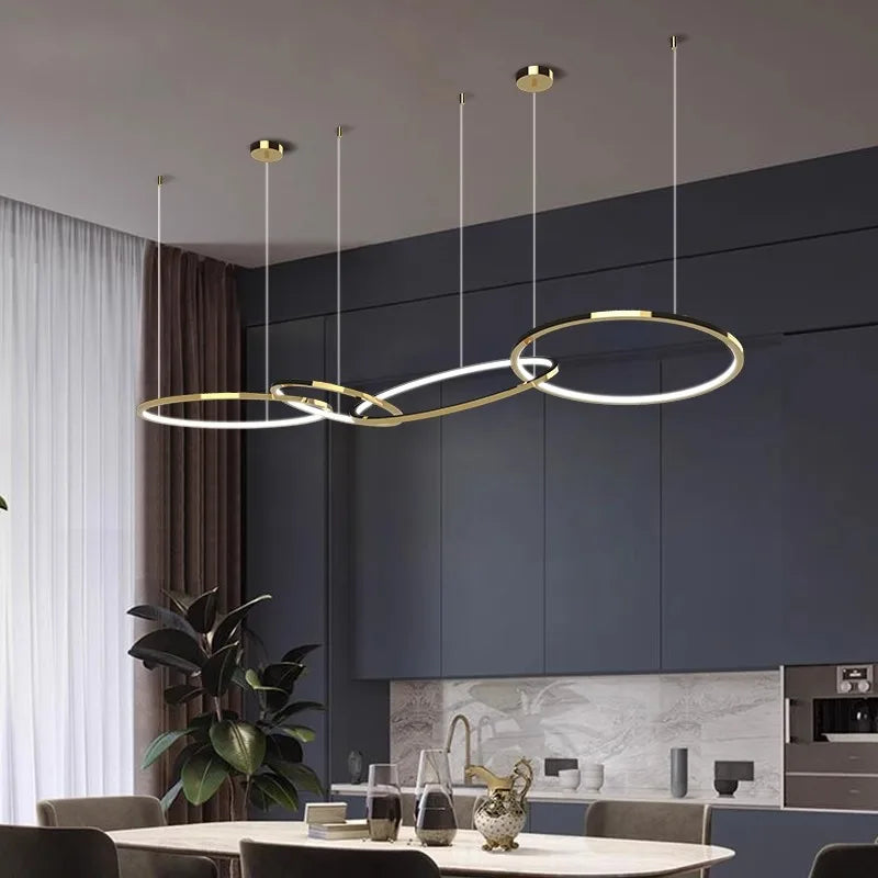 Afralia™ Gold Stainless Steel Silicone Pendant Lamp - Modern Round LED Lustre