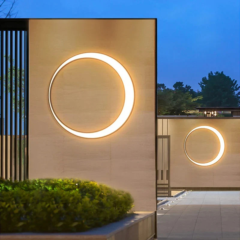 Afralia™ LED Outdoor Moon Wall Lamp Waterproof Modern Minimalist Sconce for Courtyard Balcony