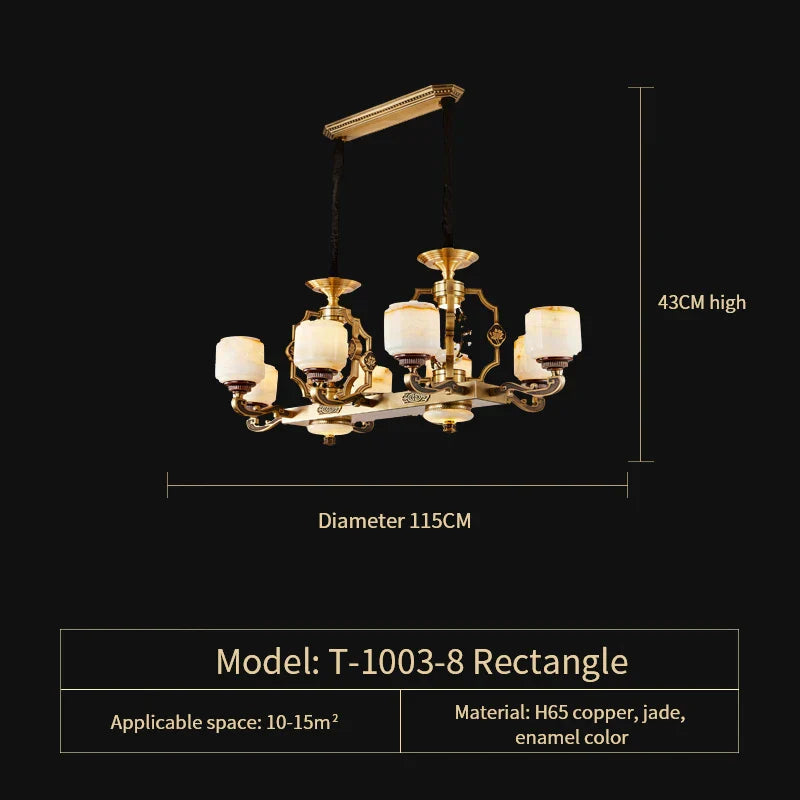 Afralia™ Zinc Alloy Chandelier with Jade Crystal Accent for Duplex Building Living Room