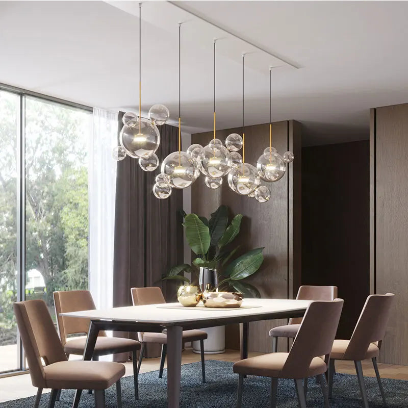 Afralia™ Stylish Mickey Bubble LED Glass Chandelier for Home Decor & Dining Table