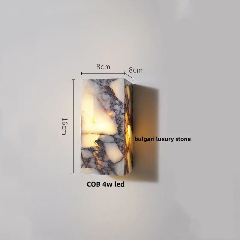 Afralia™ LED Wall Light Fixture Bedroom Balcony Hallway Waterproof Square Terrazzo Bedside Lamp