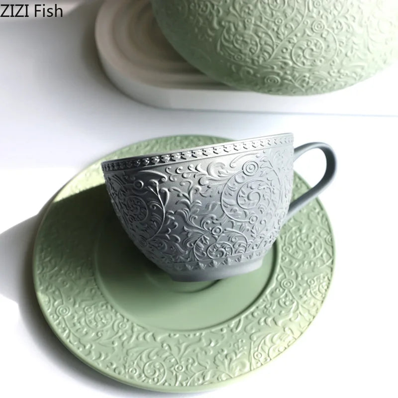 Afralia™ Floral Pattern Ceramic Cup & Saucer Set