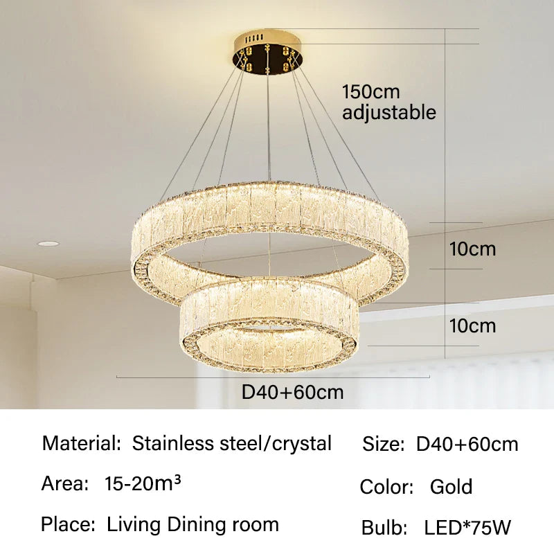 Afralia™ Crystal Pendant Chandelier: Luxury LED Lighting for Villa Living Dining Room
