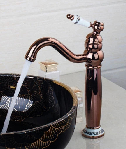 Afralia™ Antique Brass Bathroom Faucet Set with Hand Shower