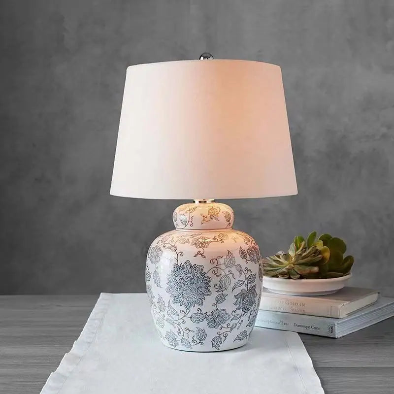 Afralia™ Ceramic Desk Lamp | Bedroom, living room Side Decoration | New Chinese Bedside Table Lamp