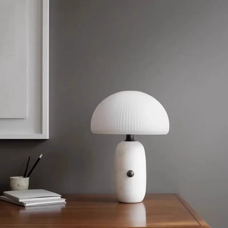 Afralia™ Mushroom Marble Desk Lamp LED Art Decor Table Bedside Light