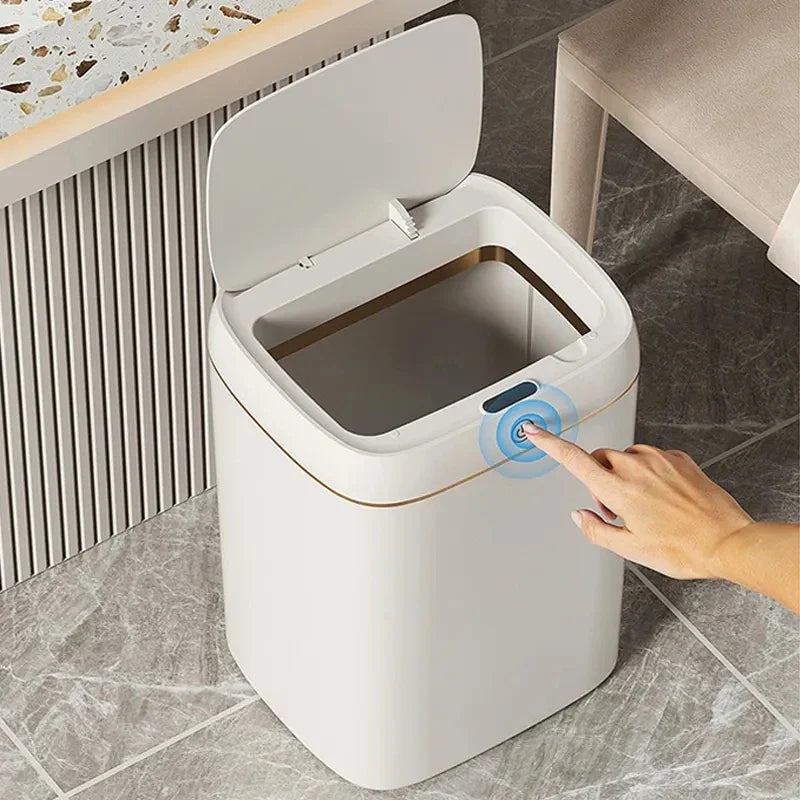 Afralia™ Smart Sensor Trash Can for Bathroom Kitchen Living Room - Light Luxury Recycle Bin