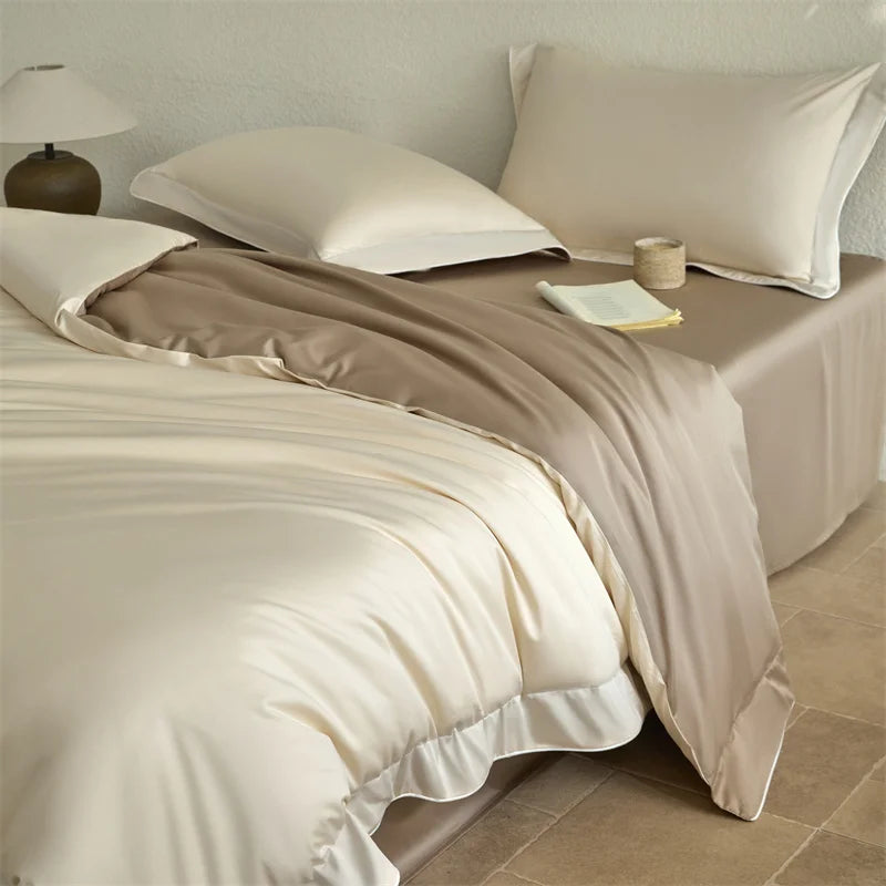 Afralia™ Luxury 600TC Egyptian Cotton Bedding Set: Duvet, Bed Sheet, Pillowcases - Queen King Size