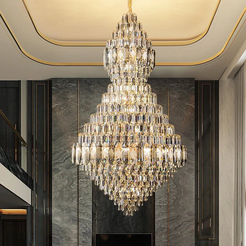 Afralia™ Luxury Crystal Chandelier: Modern European Mid-Floor Villa Hollow Jump Floor Lamp