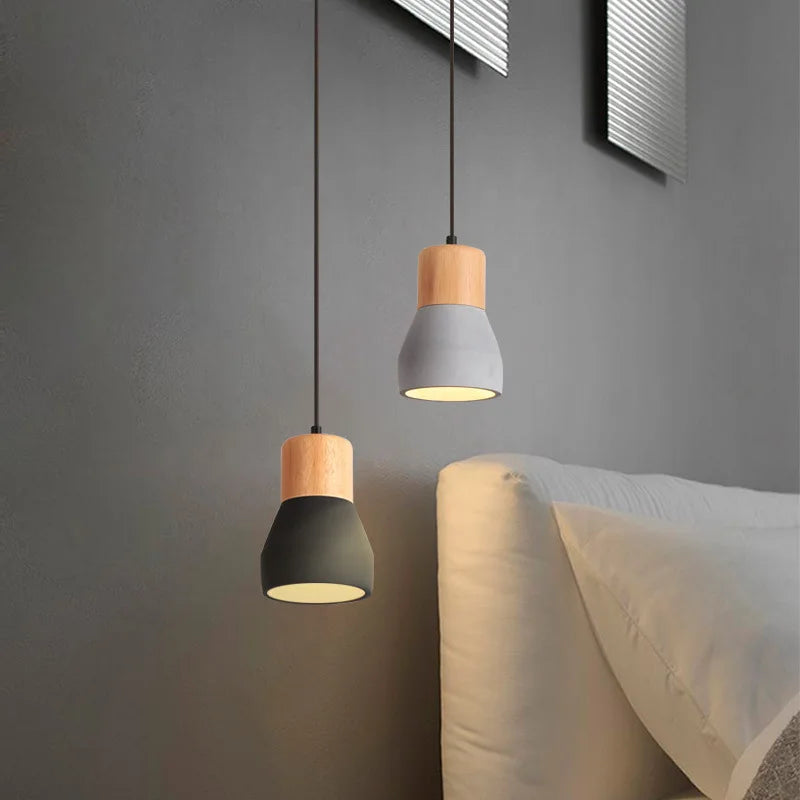 Afralia™ Nordic Wood & Cement Pendant Lights for Modern Decor