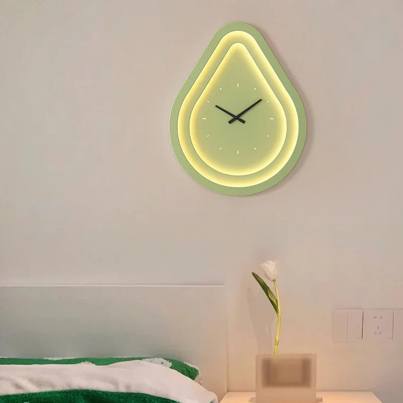 Afralia™ White Green Wall Light Clock Metal Bedroom Sconce Children's Gifts