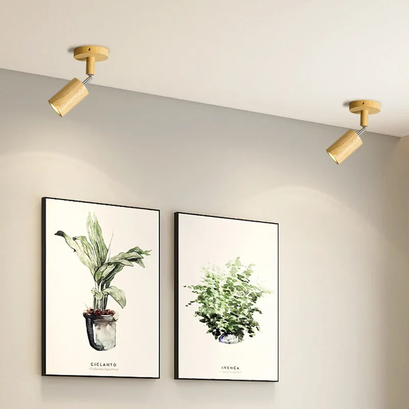 Afralia™ Modern Nordic Log Wood LED Ceiling Spotlight for Living Room Hallway