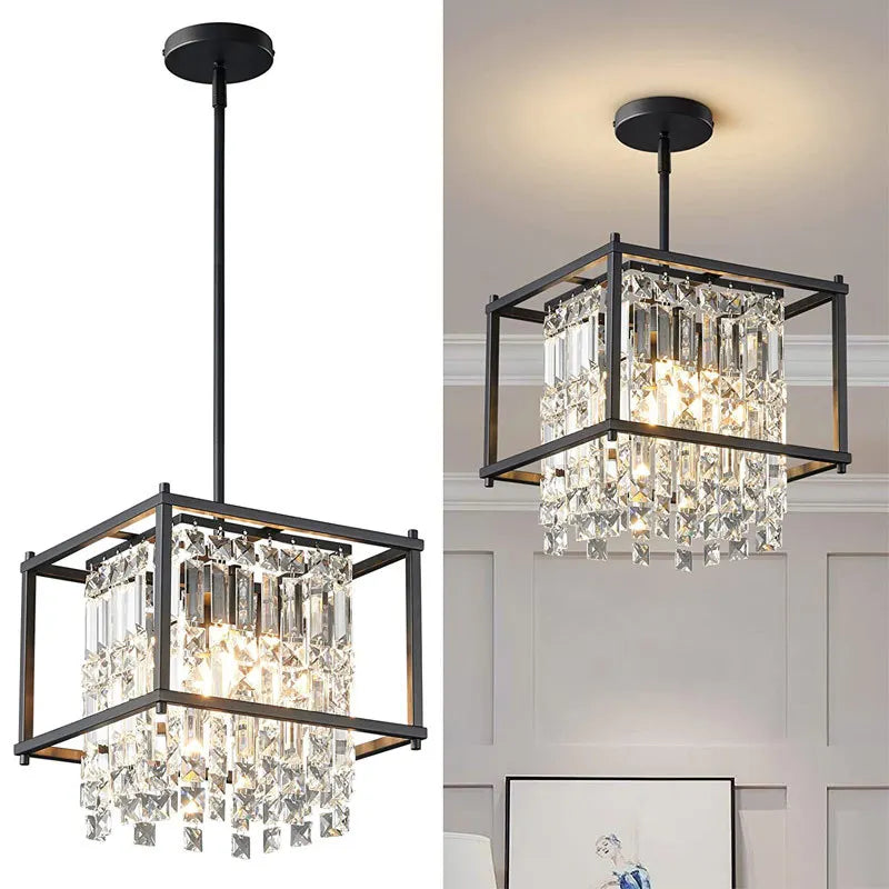 Afralia™ Modern K9 Crystal Chandelier Ceiling Hanging Lamp for Living Room Bedroom