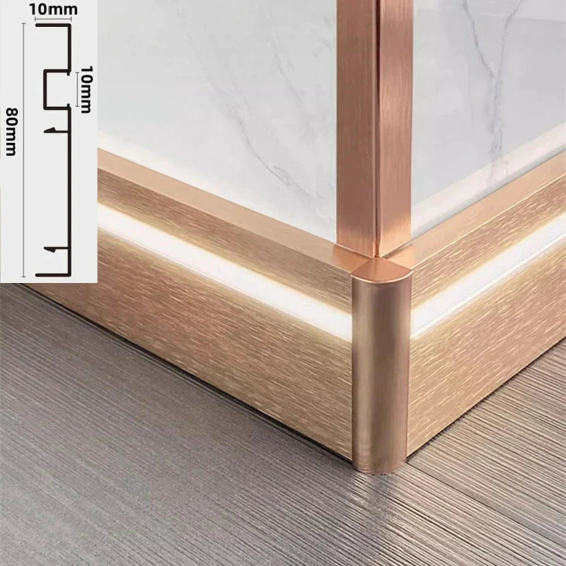 Afralia™ LED Skirting Aluminum Profiles: Brushed Gold/Black, Conner Baseboard, Diffuser, Stair, Floor, Wall Decor